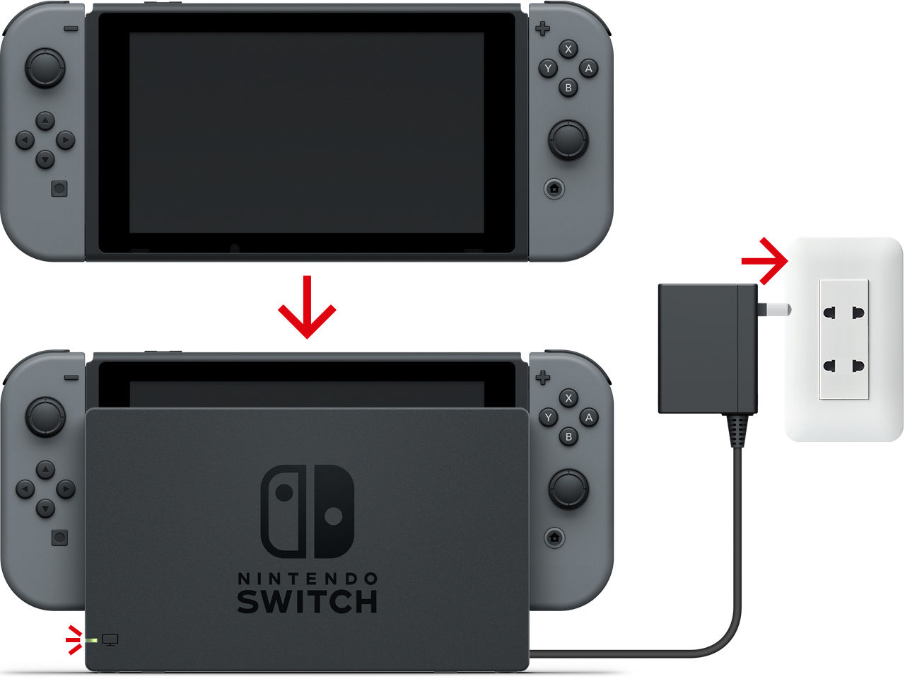 Nintendo switch基座和电源适配器的连接方法
